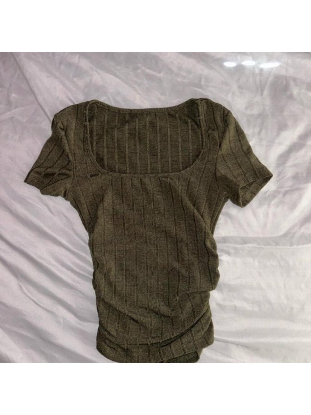 SHEIN green pinstripe top